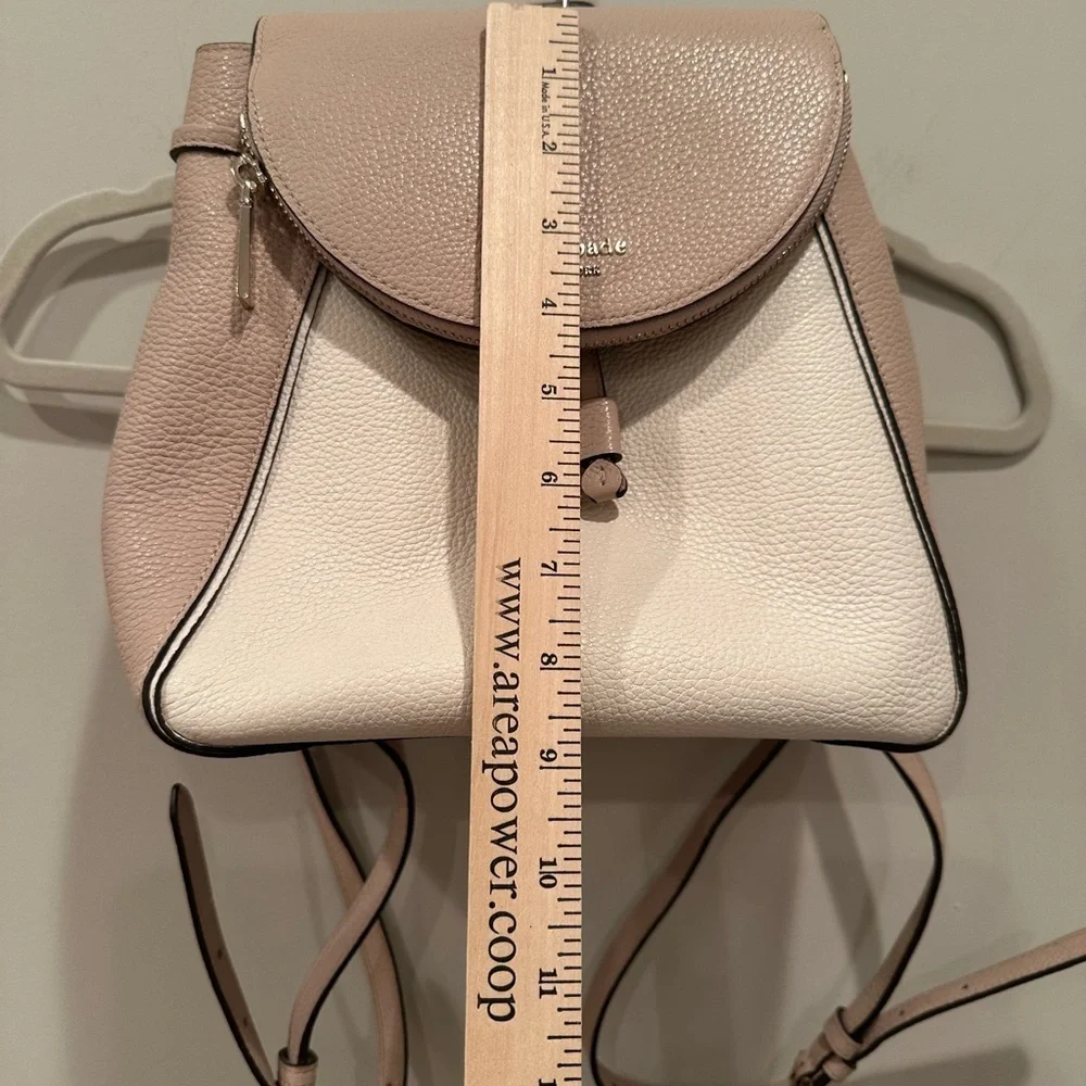 Kate Spade Leila Drawstring Medium Flap Leather Backpack Warm Beige